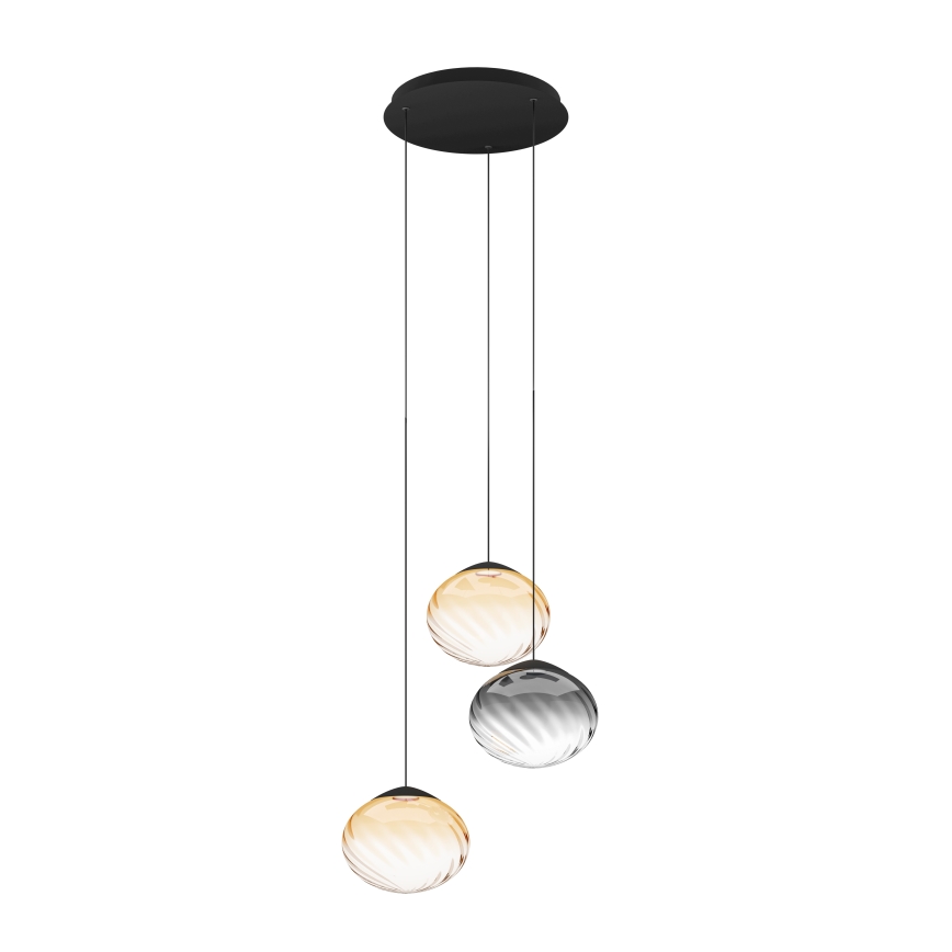 Eglo - Lámpara colgante LED regulable en cable 3xLED/5,8W/230V 2200-6500K negro/beige/ahumado + mando a distancia
