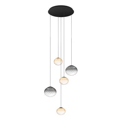 Eglo - Lámpara colgante LED regulable con cable 5xLED/5,8W/230V 2200-6500K negro/beige/ahumado + control remoto