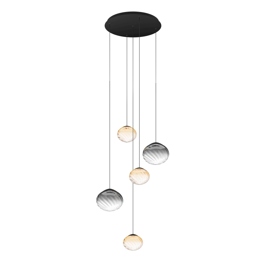 Eglo - Lámpara colgante LED regulable con cable 5xLED/5,8W/230V 2200-6500K negro/beige/ahumado + control remoto