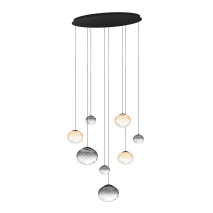 Eglo - Lámpara colgante LED regulable con cable 8xLED/5,8W/230V 2200-6500K negro/beige/ahumado + mando a distancia