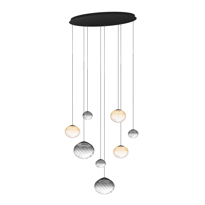 Eglo - Lámpara colgante LED regulable con cable 8xLED/5,8W/230V 2200-6500K negro/beige/ahumado + mando a distancia