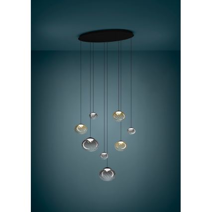 Eglo - Lámpara colgante LED regulable con cable 8xLED/5,8W/230V 2200-6500K negro/beige/ahumado + mando a distancia