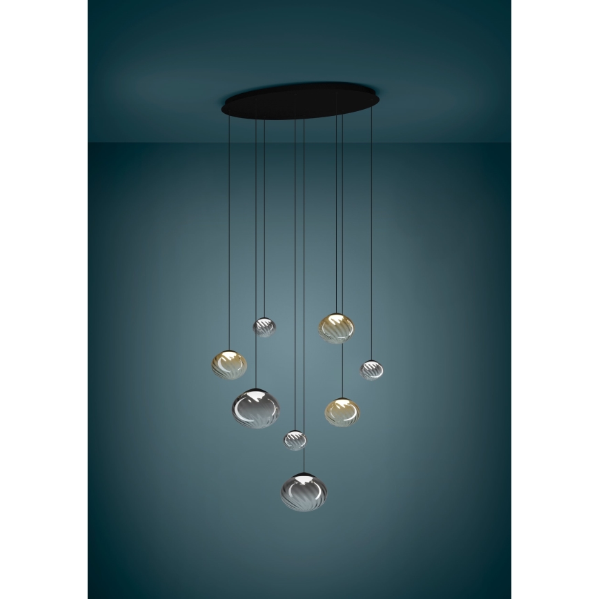 Eglo - Lámpara colgante LED regulable con cable 8xLED/5,8W/230V 2200-6500K negro/beige/ahumado + mando a distancia