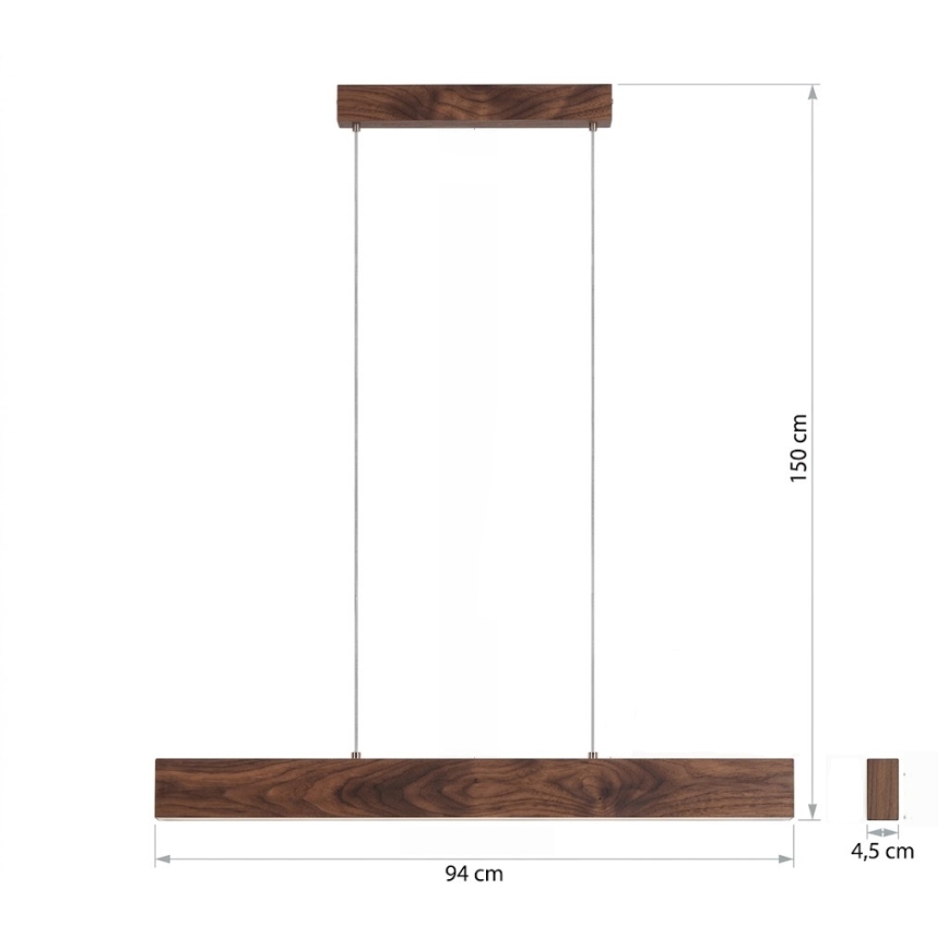 Eglo - Lámpara colgante LED en cable LED/17W/230V + LED/4,2W nogal