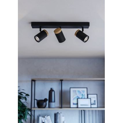 Eglo - Foco LED 3xGU10/4,5W/230V 3000K negro/marrón