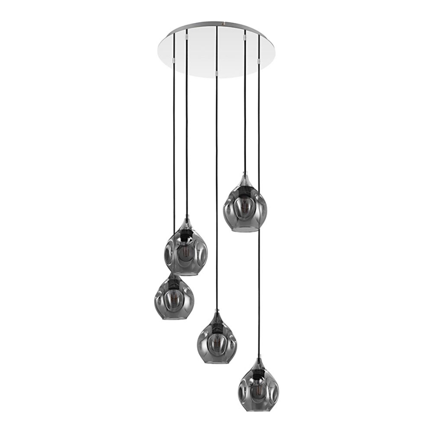 Eglo 39682 - Lámpara colgante con cable BREGALLA 5xE27/40W/230V negro/ahumado