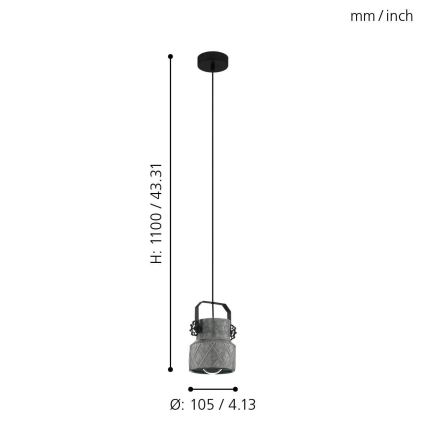 Eglo 39854 - Lámpara colgante con cable HILCOTT 1xE27/40W/230V