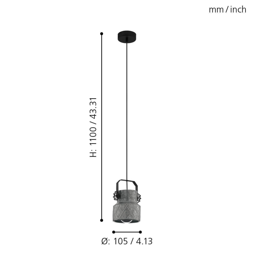 Eglo 39854 - Lámpara colgante con cable HILCOTT 1xE27/40W/230V