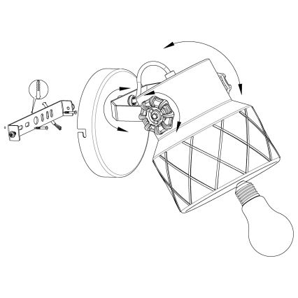 Eglo 39868 - Aplique de pared HILCOTT 1xE27/40W/230V