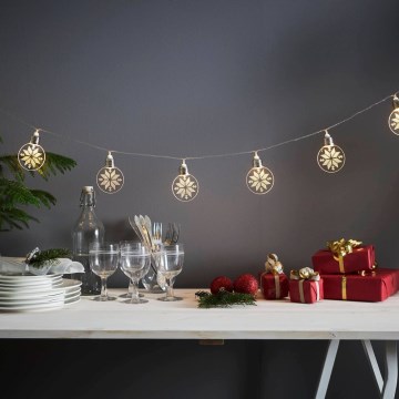 Eglo 411112 - Cadena de luces LED navideña ORNAMENT 10xLED/3xAA 2,4 m blanco cálido