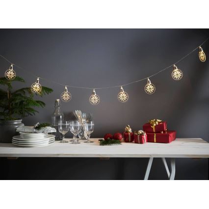 Eglo 411112 - Cadena de luces LED navideña ORNAMENT 10xLED/3xAA 2,4 m blanco cálido
