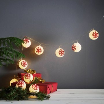 Eglo 411113 - Guirnalda LED ORNAMENT 10xLED/3xAA 1,65 m blanco cálido