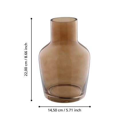 Eglo 421221 - Jarrón de cristal SIRANANA 22x14,5 cm marrón/ahumado