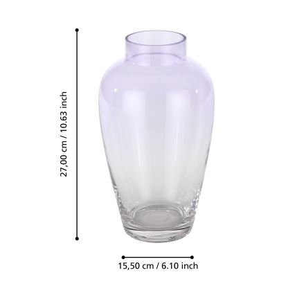 Eglo 421356 - Jarrón de vidrio KENYASI 27x15,5 cm violeta