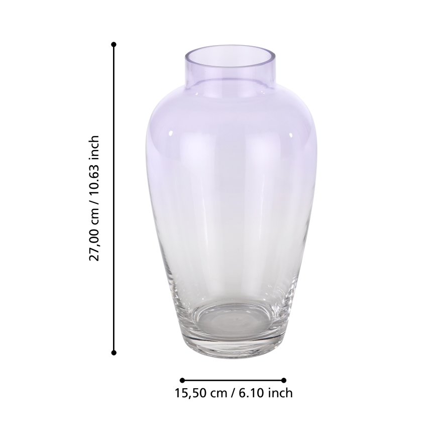 Eglo 421356 - Jarrón de vidrio KENYASI 27x15,5 cm violeta