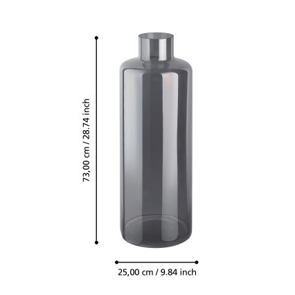 Eglo 421381 - Jarrón de vidrio NABAS 73x25 cm negro/ahumado