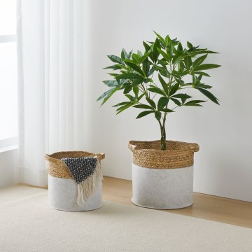 Eglo 426584 - Set de 2 cestas decorativas NANAE 30x31 cm blanco/beige