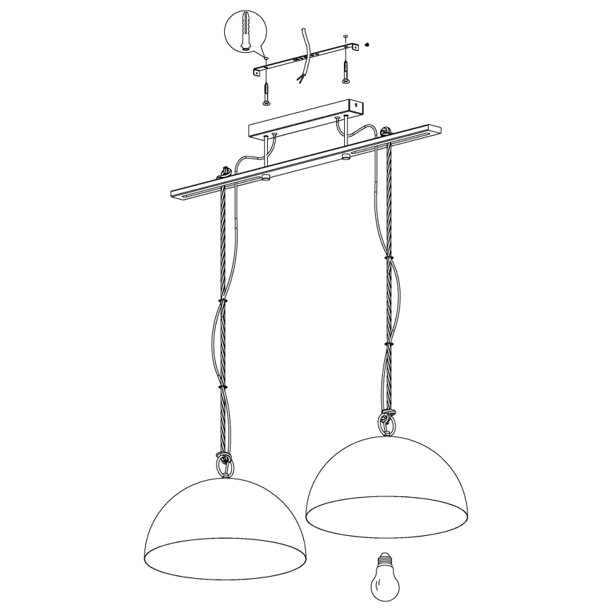 Eglo 43397 - Lámpara colgante HODSOLL con cable 2xE27/40W/230V