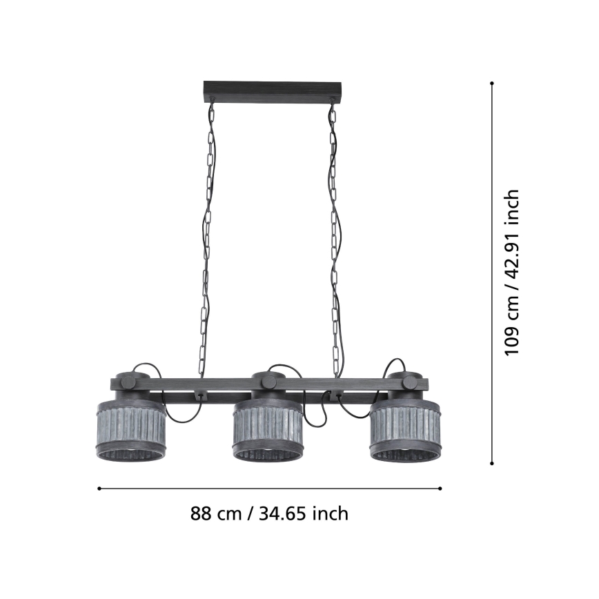 Eglo 43447 - Lámpara colgante con cadena TURROCK 3xE27/28W/230V