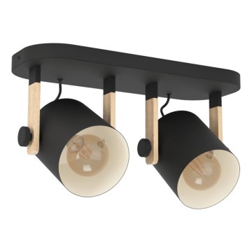 Eglo 43557 - Foco HORNWOOD 2xE27/28W/230V negro
