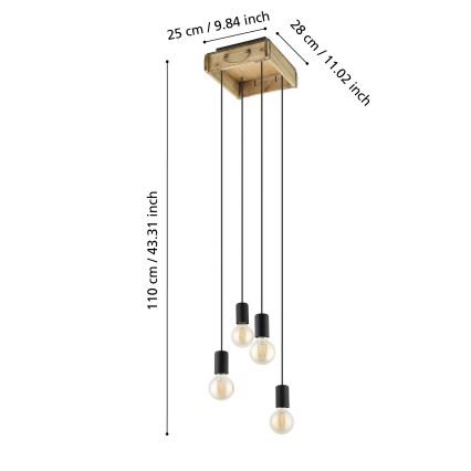 Eglo - Lámpara colgante 4xE27/40W/230V