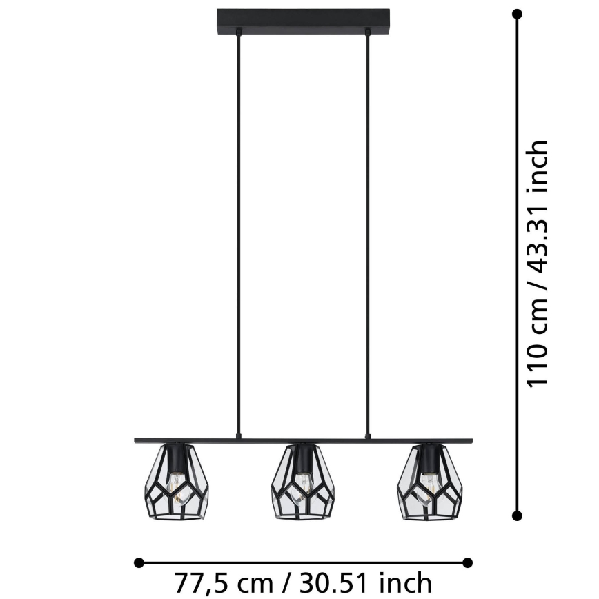 Eglo - Lámpara LED colgante con cable 3xE27/40W/230V