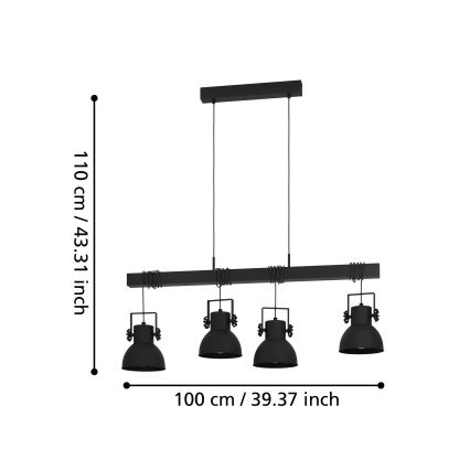 Eglo - Lámpara colgante con cable 4xE27/40W/230V