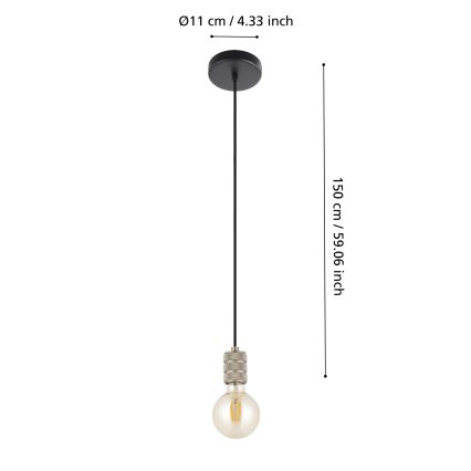 Eglo - Lámpara colgante con cable 1xE27/40W/230V cromo