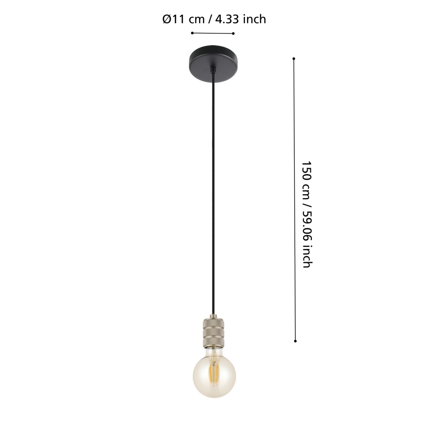 Eglo - Lámpara colgante con cable 1xE27/40W/230V cromo
