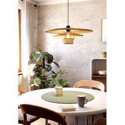 Eglo - Lámpara colgante con cable 1xE27/40W/230V bambú