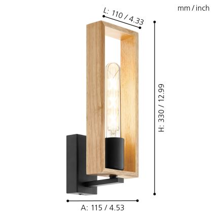 Eglo - Aplique de pared 1xE27/60W/230V