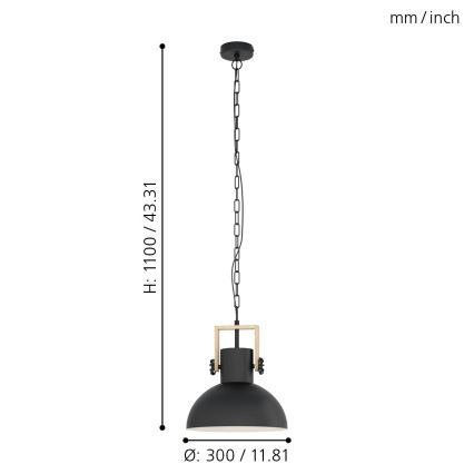 Eglo - Lámpara de araña con cadena 1xE27/28W/230V