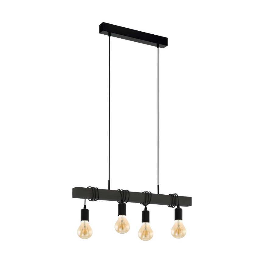 Eglo 44061 - Lámpara colgante con cable TOWNSHEND 4xE27/40W/230V negra