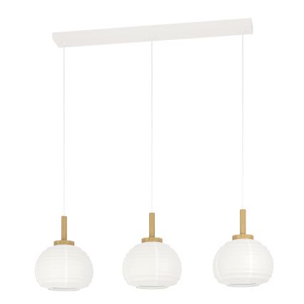 Eglo - Lámpara colgante con cable 3xE27/40W/230V blanco/beige