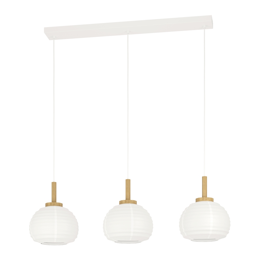 Eglo - Lámpara colgante con cable 3xE27/40W/230V blanco/beige