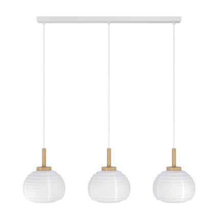 Eglo - Lámpara colgante con cable 3xE27/40W/230V blanco/beige