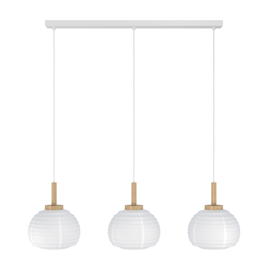 Eglo - Lámpara colgante con cable 3xE27/40W/230V blanco/beige