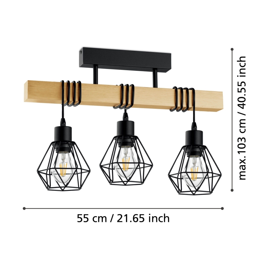 Eglo - Lámpara de techo de montaje en superficie TOWNSHEND 3xE27/60W/230V
