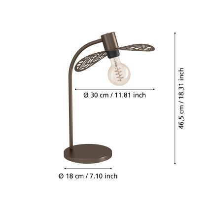 Eglo - Lámpara de mesa 1xE27/60W/230V, acabado en bronce