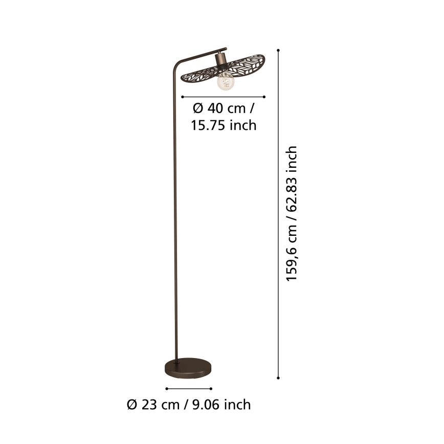 Eglo - Lámpara de pie 1xE27/60W/230V, acabado en bronce