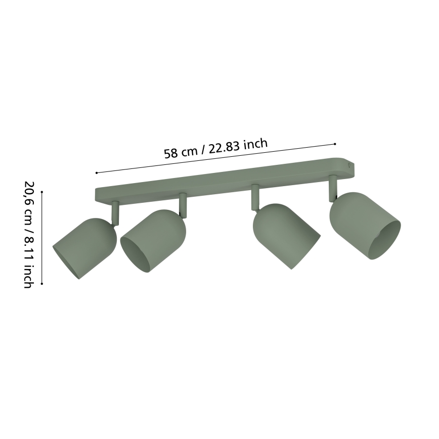 Eglo - Lámpara con 4 focos 4xE14/40W/230V, verde