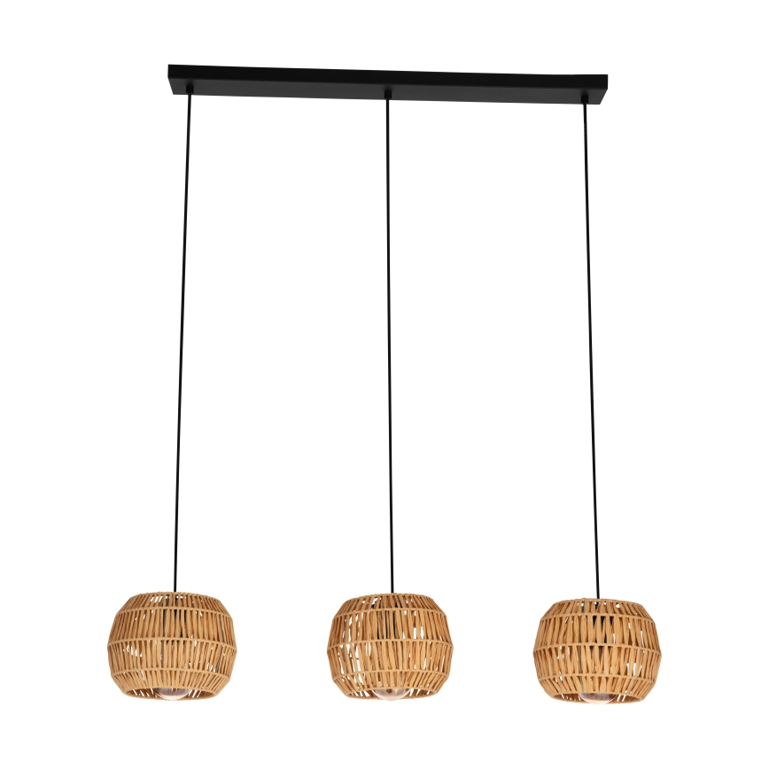 Eglo - Lámpara colgante con cable 3xE27/40W/230V marrón