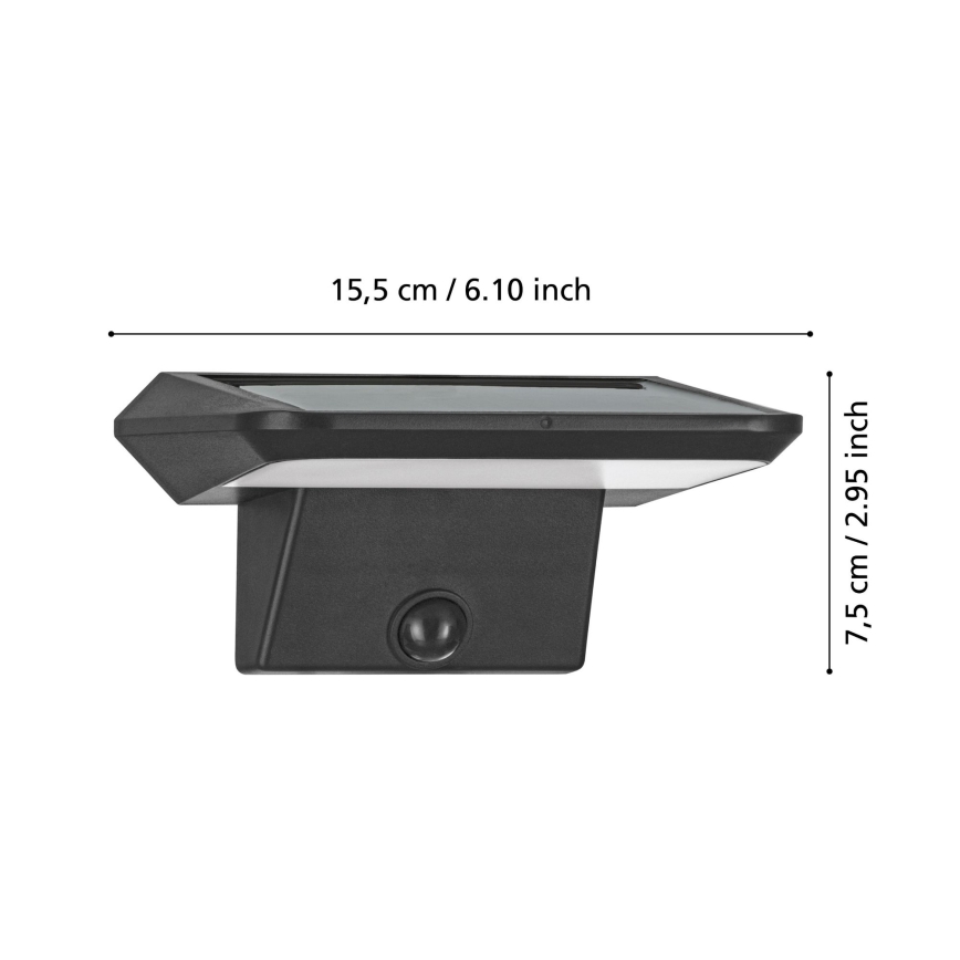 Eglo - Aplique solar LED de pared con sensor LED/20W/3,7V 2000 mAh IP44