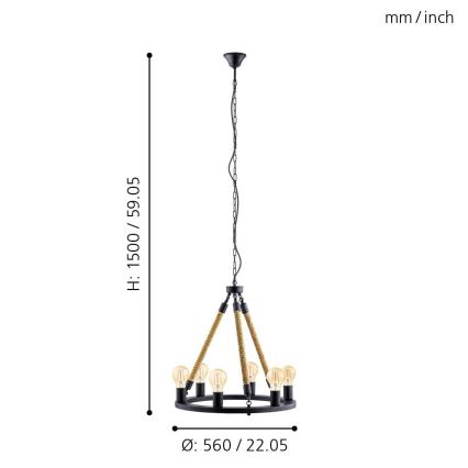 Eglo 49694 - Lámpara colgante con cadena FINDLAY 6xE27/60W