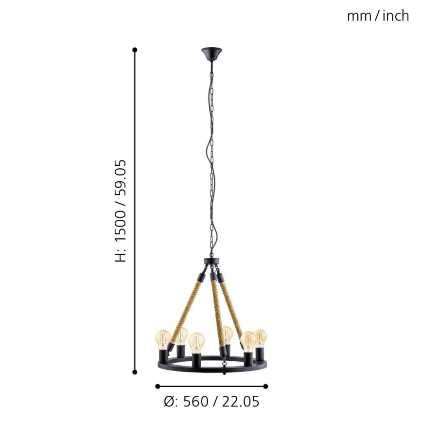 Eglo 49694 - Lámpara colgante con cadena FINDLAY 6xE27/60W