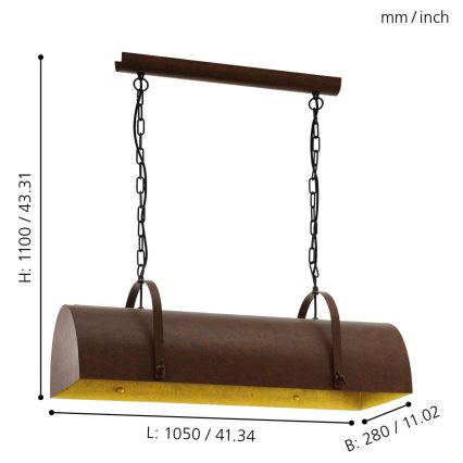 Eglo 49702 - Lámpara colgante con cadena DEERHURST 3xE27/60W/230V
