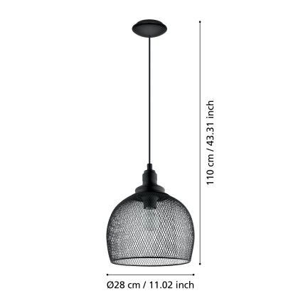 Eglo 49736 - Lámpara colgante STRAITON 1xE27/60W