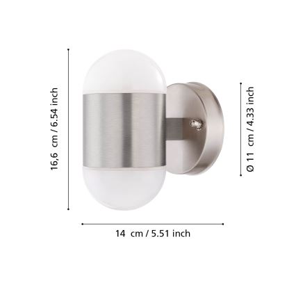 Eglo 75392 - Aplique de pared LED para exterior MEROLA 2xLED/3,7W/230V IP44 cromo mate