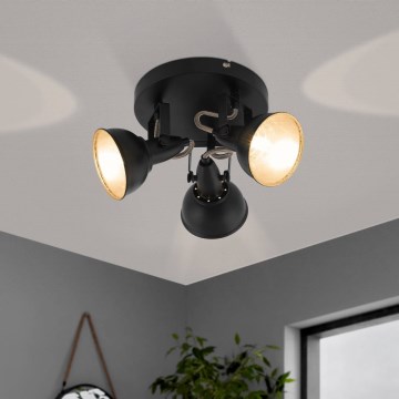 Eglo 75514 - Lámpara de techo THORNTON 3x E14/28W/230V negro/dorado