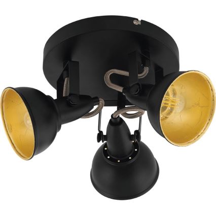 Eglo 75514 - Lámpara de techo THORNTON 3x E14/28W/230V negro/dorado